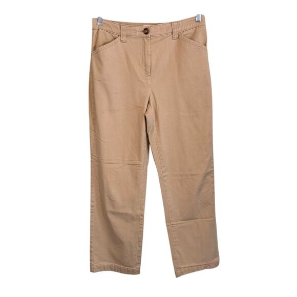 LL Bean Women’s Classic Fit Fleece Lined Tan Khaki Pants Size 10 - Picture 1 of 10